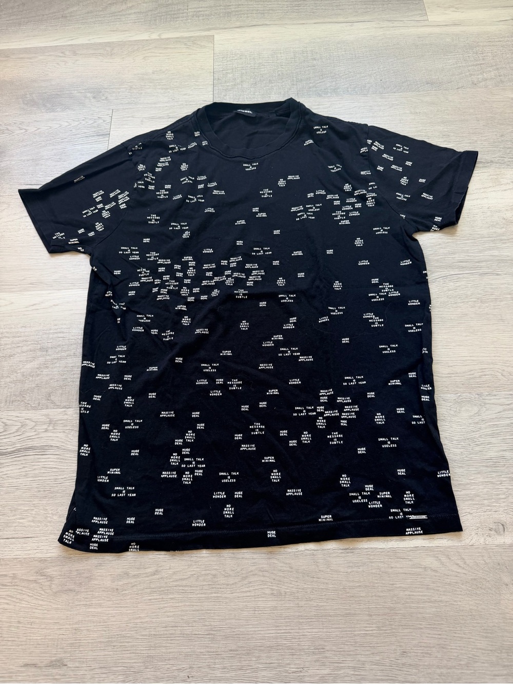 Diesel Black Short Sleeve Tee with White Micro Print